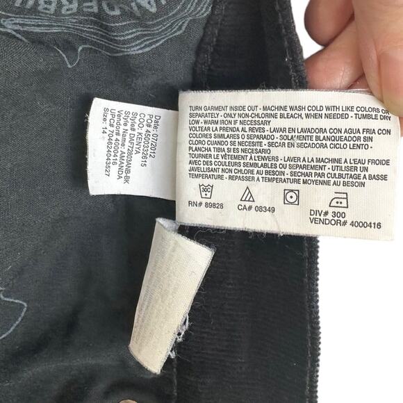 Y2K Gloria Vanderbilt Corduroy Pant Jeans Sz 14 Black Straight Leg High Rise - Picture 12 of 16
